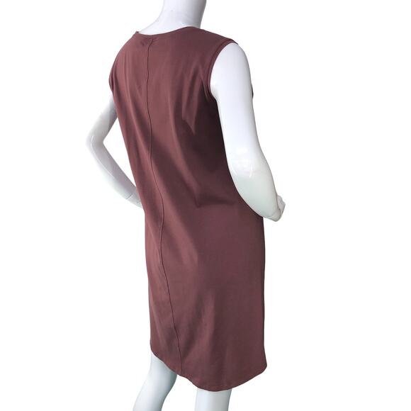 Eileen Fisher Womens Size S Stretch Jersey Knit Dress Round Neck Rust USA Made - Picture 8 of 15